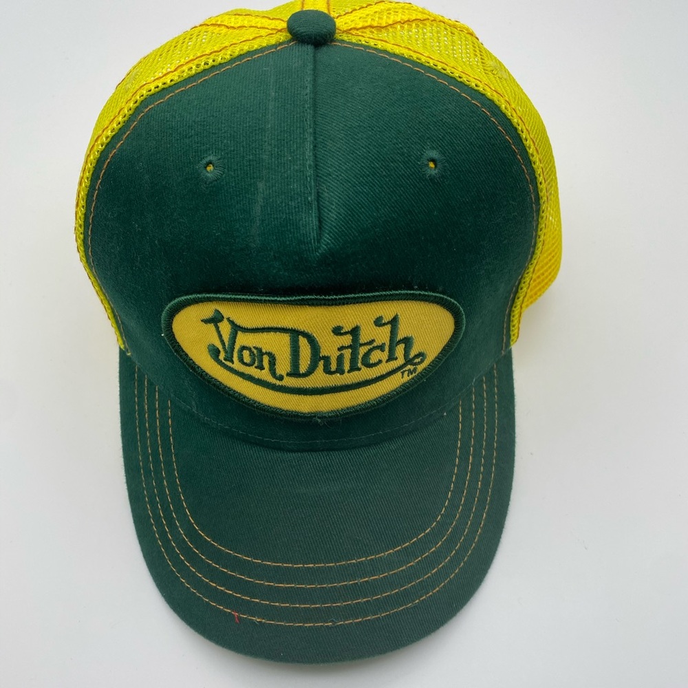 VON DUTCH ORIGINAL SUEDE TRUCKER HAT GREEN/YELLOW